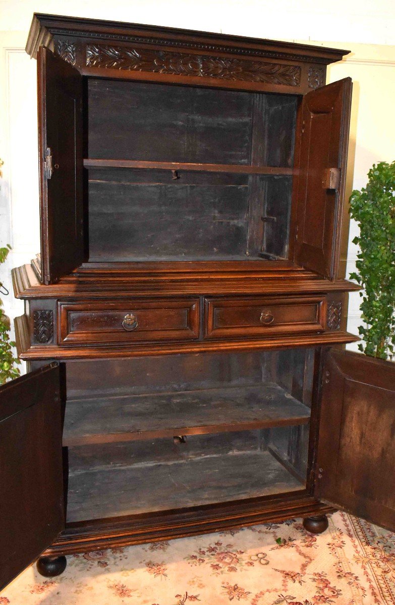 Buffet Deux Corps Louis XIII &agrave; 4 Portes , Haut En Diminutif , Quatre Vantaux &eacute;poque XVII&egrave;me.-photo-8