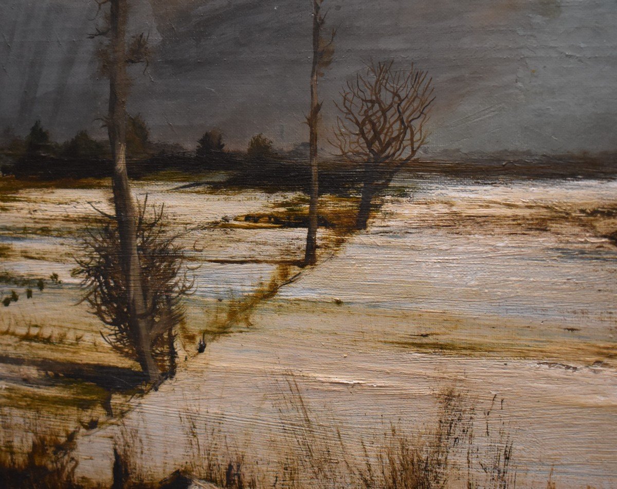 Pierre Gautiez (1923-2006). Landscape Title: Neige En Normandie-photo-1