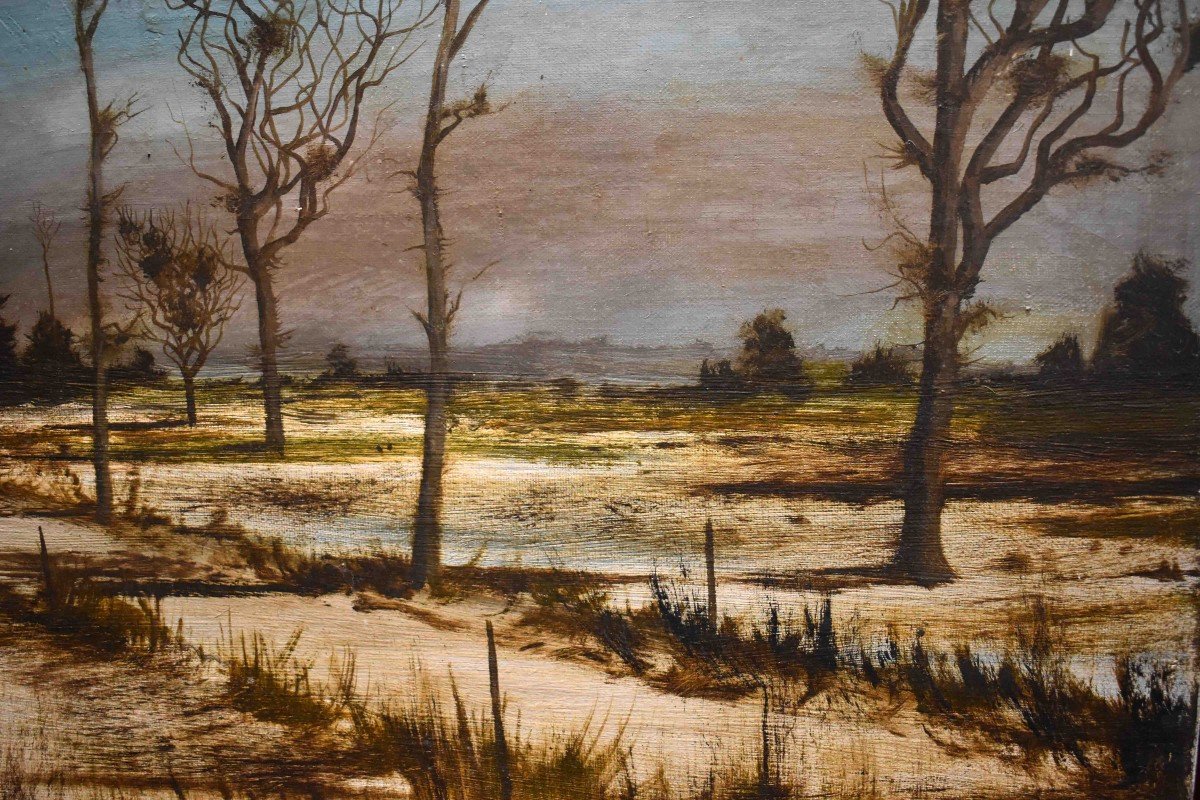 Pierre Gautiez (1923-2006). Landscape Title: Neige En Normandie-photo-3