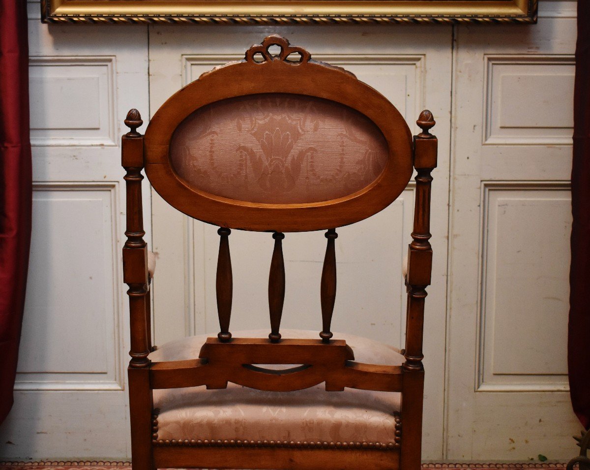 Fauteuil De Style Louis XVI &agrave; Dossier M&eacute;daillon Et Ajour&eacute;-photo-2