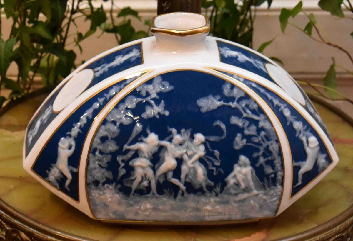 Marcel  Chaufriasse , Grand Vase Soliflore En Porcelaine De Limoges, D&eacute;cor De Faunes, Satyres Et M&eacute;nades, en p&acirc;te sur p&acirc;te.-photo-2