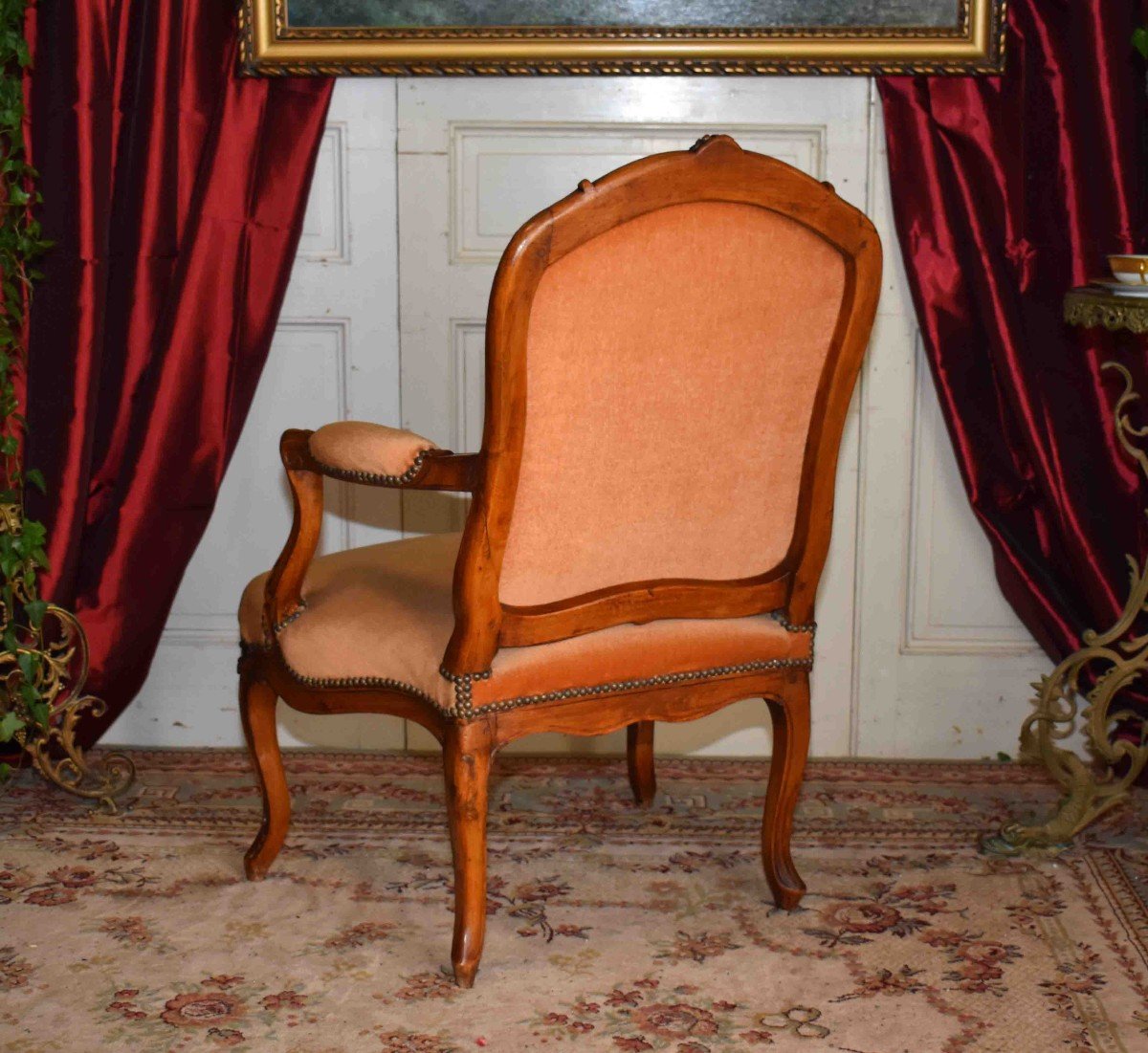 Fauteuil d'époque Louis XV,  Dossier à La Reine,  XVIIIème Siècle.-photo-4