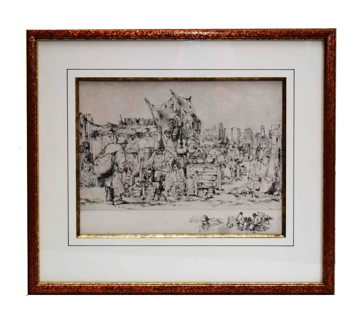 Brouet Auguste (1872-1941) Engraving The Flea Market-photo-6