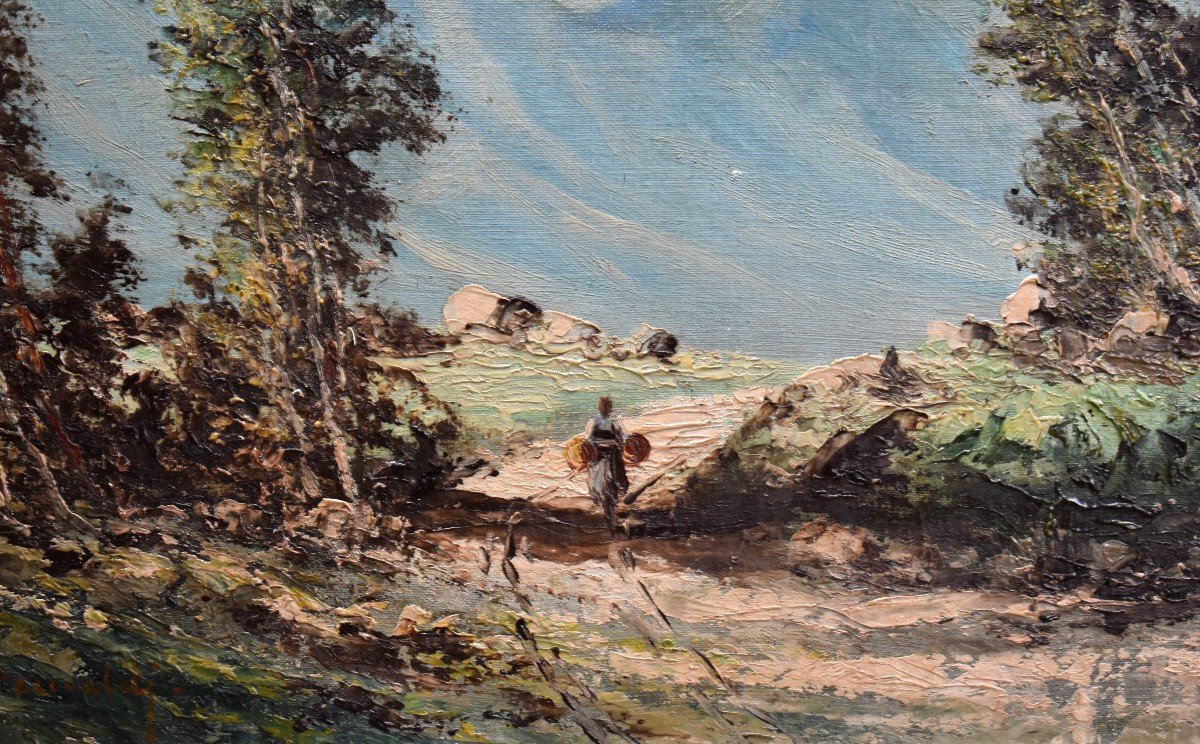 Percivaldi Ettoré, Large Painting Of A Farmyard Scene In Piedmont.-photo-2