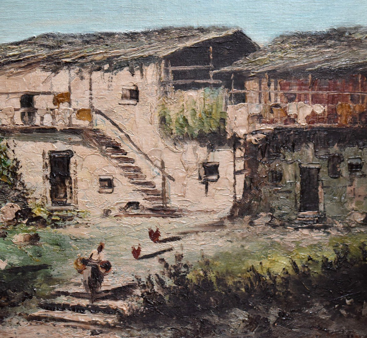 Percivaldi Ettoré, Large Painting Of A Farmyard Scene In Piedmont.-photo-5