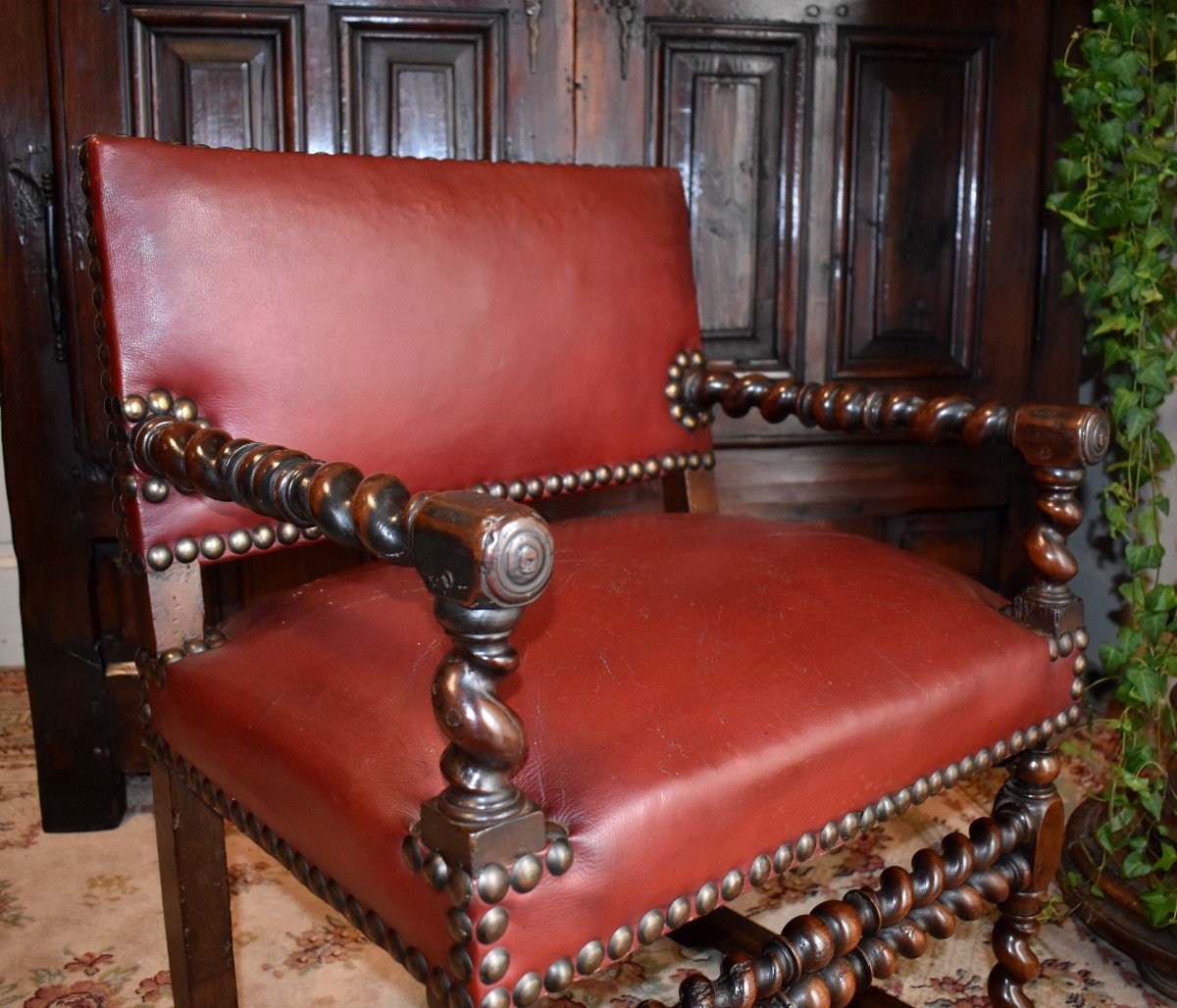 Louis XIII Armchair, 17th Century Armchair.-photo-3