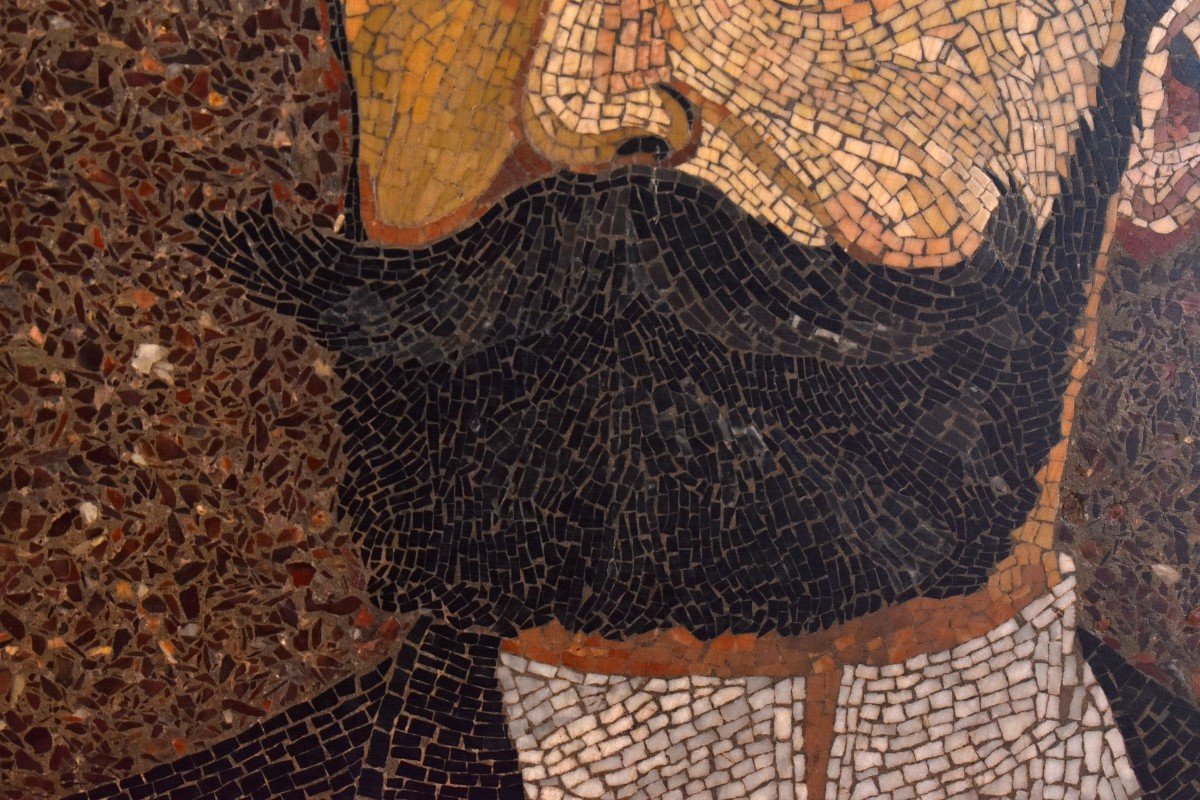 Mosaic Plate, Portrait Of President Sadi Carnot (1837-1894).-photo-3
