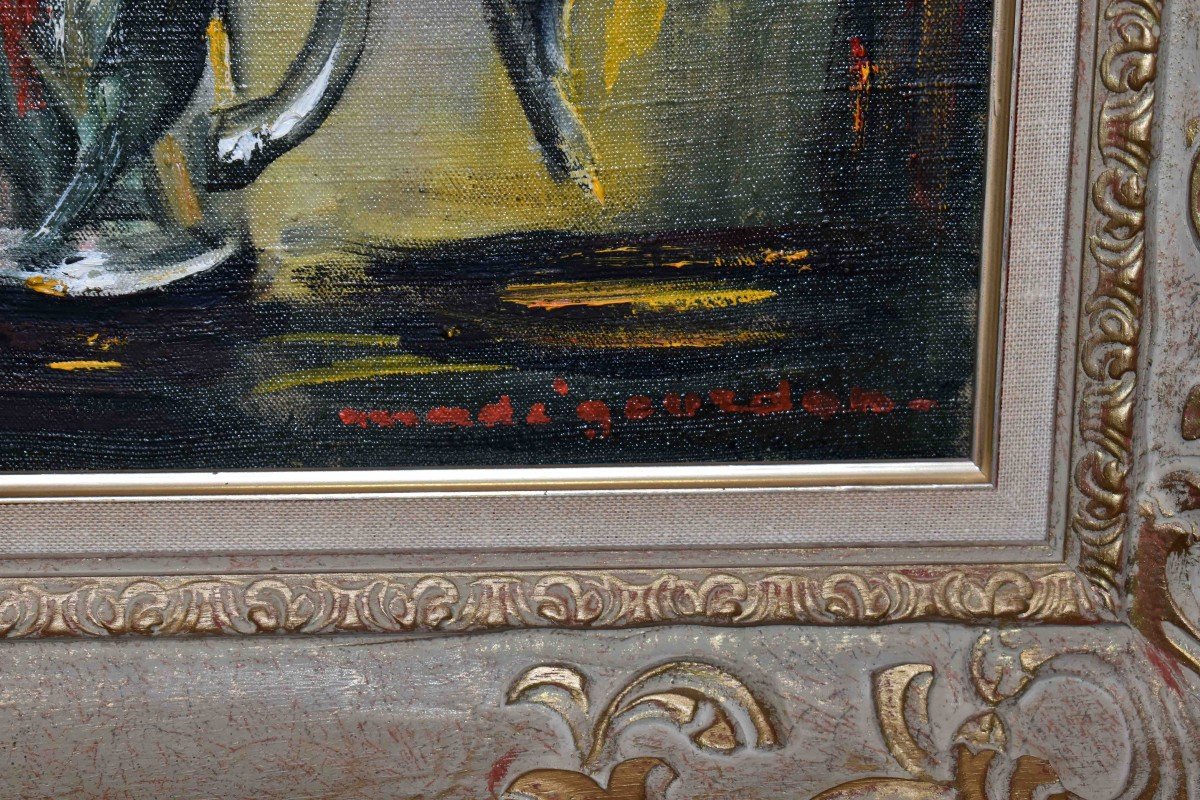 Madé Gourdon, Peintre Du Limousin, Tableau Bouquet de tulipes  ,  Fleurs  dans un Vase Et Sur Entablement-photo-3