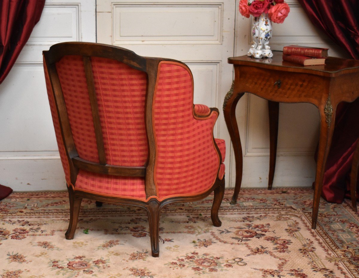 Bergere Gondola Louis XV Style In Waxed Natural Wood-photo-3