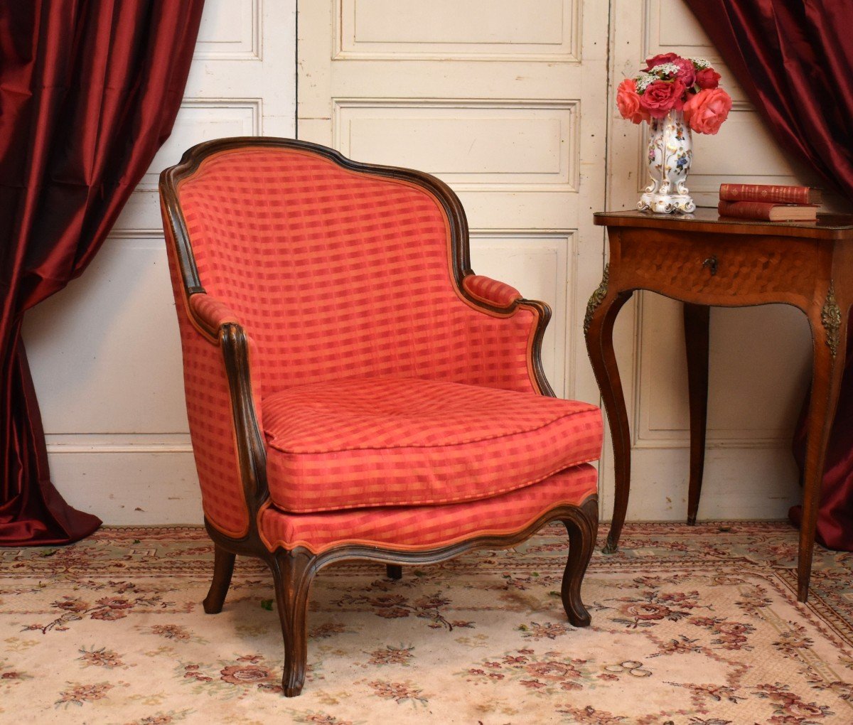 Bergere Gondola Louis XV Style In Waxed Natural Wood-photo-2