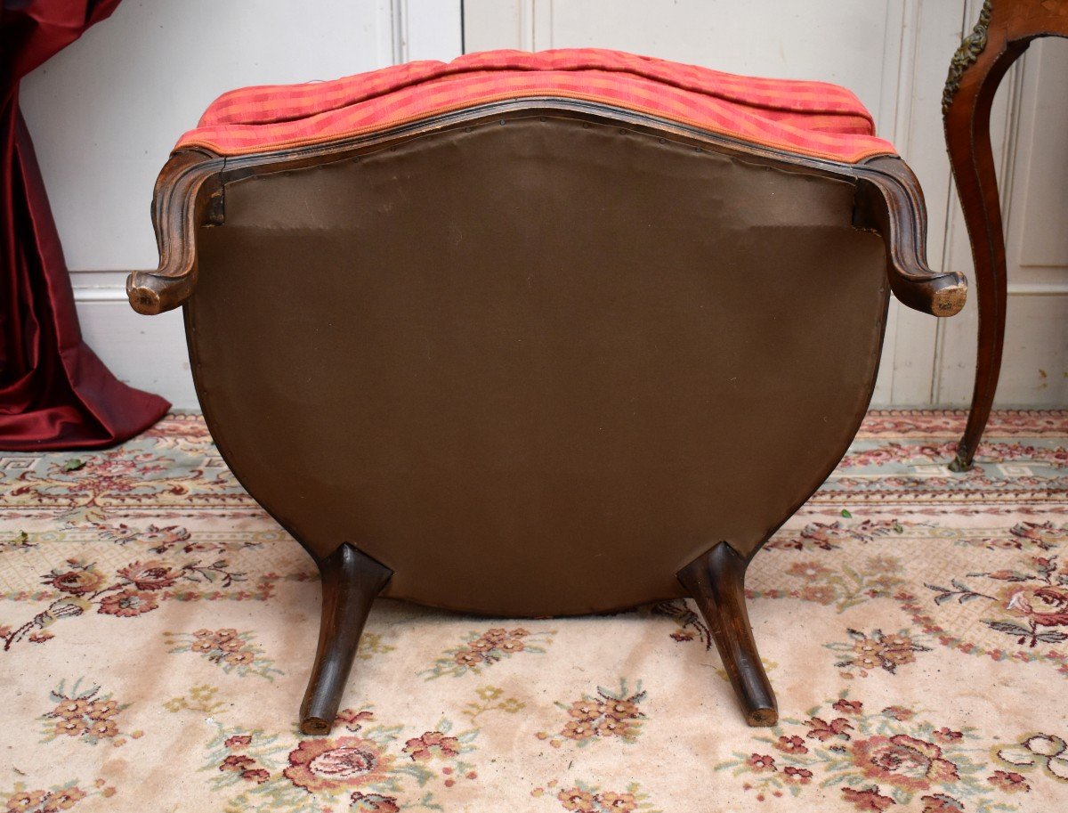 Bergere Gondola Louis XV Style In Waxed Natural Wood-photo-7