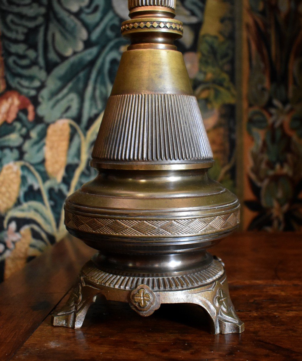 Napoleon III Bronze And Brass Lamp. XIX.-photo-2