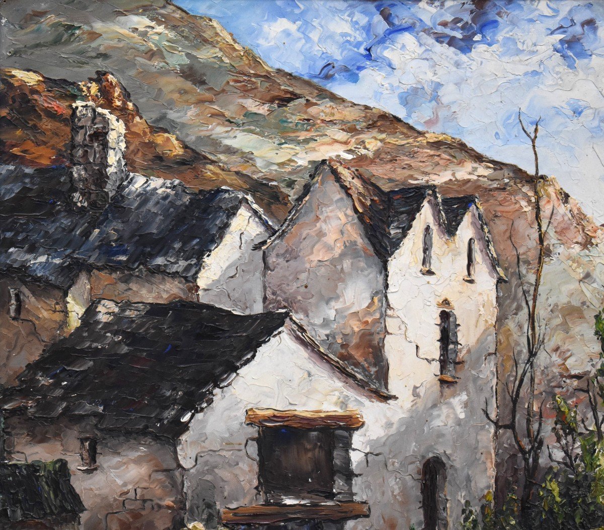 Pair Of Paintings Signed Régis, View Of Village, Montméjean In Aveyron And Saint Geniès-photo-2