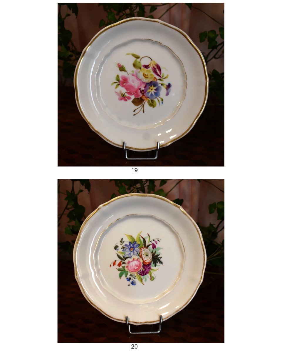 Suite De 12 Assiettes En Porcelaine Manufacture Schumann Moabit - Berlin  ( 1845-1850 ) Décor Floral peint main-photo-5