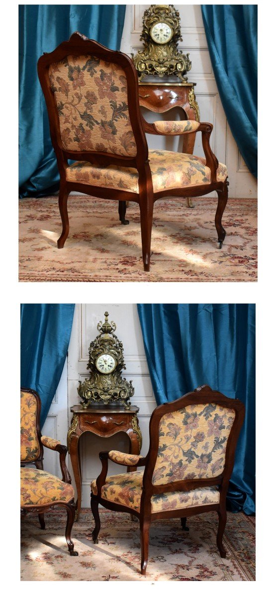 Paire De Fauteuils De Style Louis XV En Palissandre ( Possibilité d'Un Troisième Fauteuil ). Epoque Napoléon III-photo-2