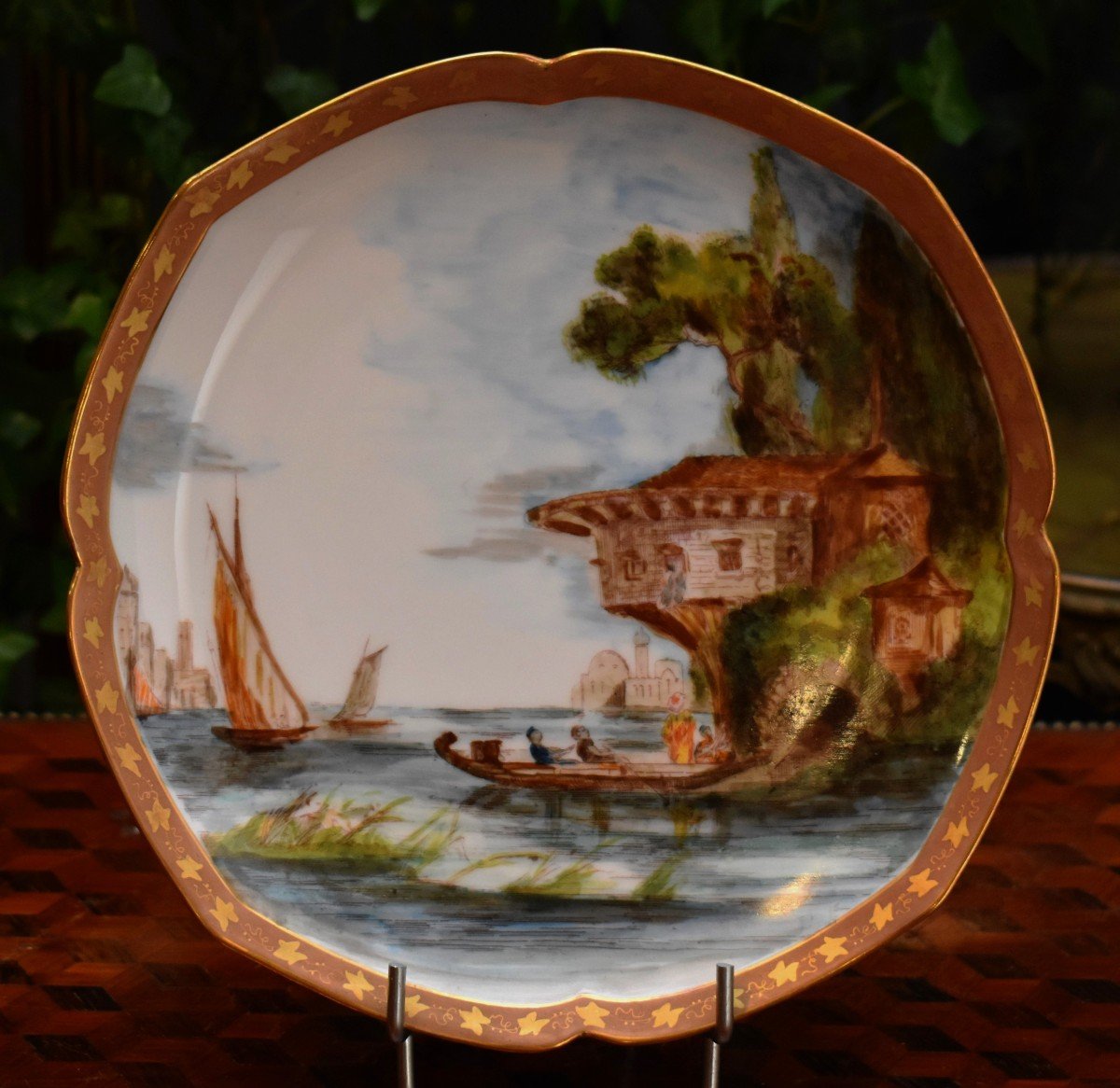 Suite De Quatre Assiettes de collection , Paysage Marin, Plat Décoratif En Porcelaine De Limoges peint main.-photo-4