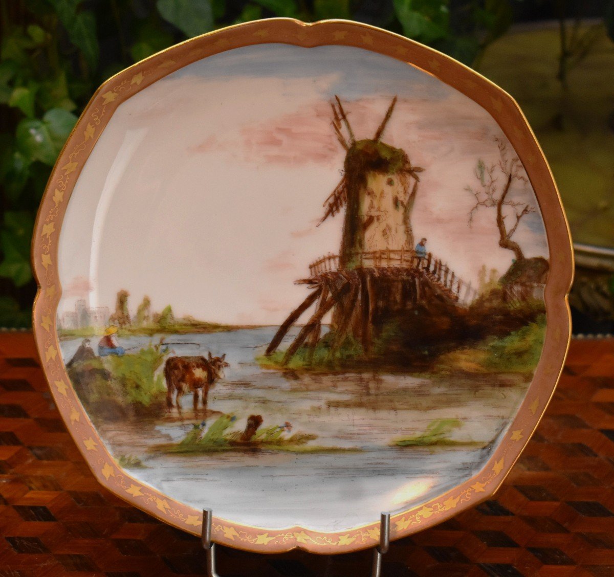 Suite De Quatre Assiettes de collection , Paysage Marin, Plat Décoratif En Porcelaine De Limoges peint main.-photo-2