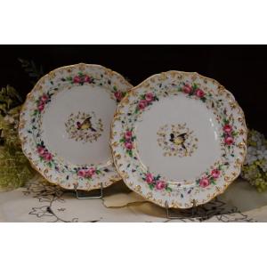 Pair Of Decorative Old Paris Porcelain Plates, Entirely Hand Painted,