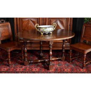 Louis XIII Style Oval Middle Table, Pedestal Table, Living Room Table, Dining Room.