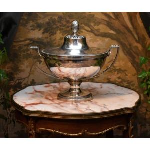 Ravinet d'Enfert Empire Covered Cup, Ceremonial Tureen, Silver Metal Centerpiece