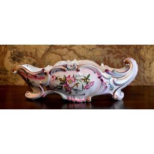 Louis XV Shaped Earthenware Planter, Cup Attributed To Clamecy, Table Centerpiece 