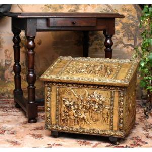 Cast Brass Chest, Humorous Village Scenes Decor, Tavern And Bowling Game