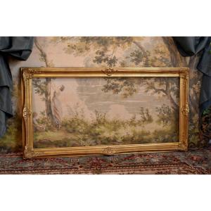 Important Carved Frame In Wood And Golden Stucco In Regency Style - Louis XV, 