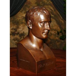 Bust Of Napoleon I In Hermes, Bronze Statue By Barbedienne Founder After Chaudet, 
