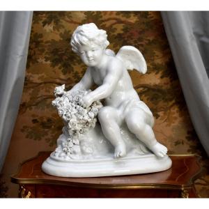 Large Group In Capodimonte Porcelain By Umberto Onesto, Putto Sculpture, Cherub Statue 