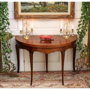 Louis XV Style Half-moon Games Table Forming A Console.