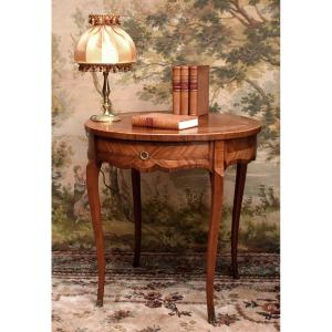 Guéridon Marqueté Style Louis XV , Table De Salon, Milieu, Appoint, Marqueterie , Frisage