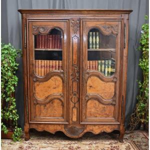 Display Cabinet, Small Bressane Bookcase With 2 Doors, Bresse, Louis XV Style,