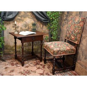Small Coffee Table Or Side Table, Or Louis XIII–louis XIV-style Freestanding Piece Of Furniture In Oak