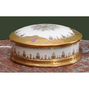 Large Hand-painted Gift Set, Limoges Porcelain Box, Double Gold Inlay Candy Box