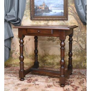 Small 18th-century Walnut Writing Table, 1-drawer Desk, Louis XIII – Louis XIV Style