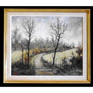 Louis Peyrat (1911–1999). Painting: Landscape, A Small Country Road.