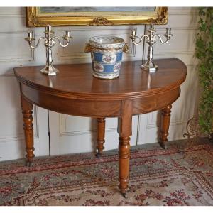 Half-moon Table In Walnut, 19th Century