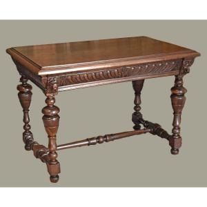  Renaissance-style Console Table—louis XIII, Writing Desk, Center Desk, 19th-century Pedestal Table