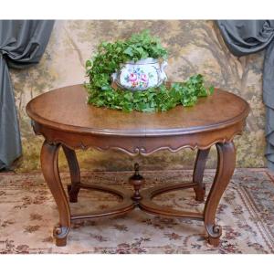 Table ovale de Salle à Manger, salon, grand Guéridon En Chêne De Style Louis XV , XIXe,
