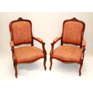 Pair Of Armchairs XIX. Of Style Louis XV.