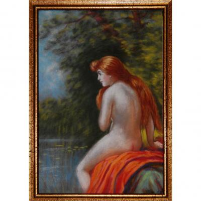 Pastel Framed, Antoine Soustre, Young Naked Woman