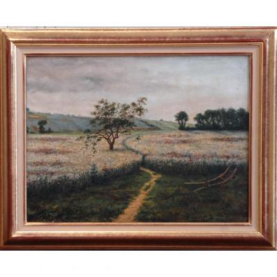 Peinture Huile Sur Toile, Tableau Paysage Champêtre