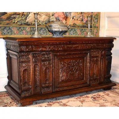 Grand Renaissance Style Chest, Nativity Scene, Nineteenth