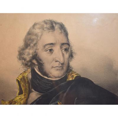 Lithography Of Marechal Augereau Duke Of Castiglione By Alops Senefelder, Nineteenth