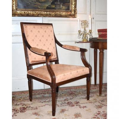 Louis XVI Armchair With Flat Back, Said To The Queen, Eighteenth Time.