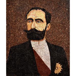 Mosaic Plate, Portrait Of President Sadi Carnot (1837-1894).