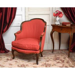 Bergere Gondola Louis XV Style In Waxed Natural Wood