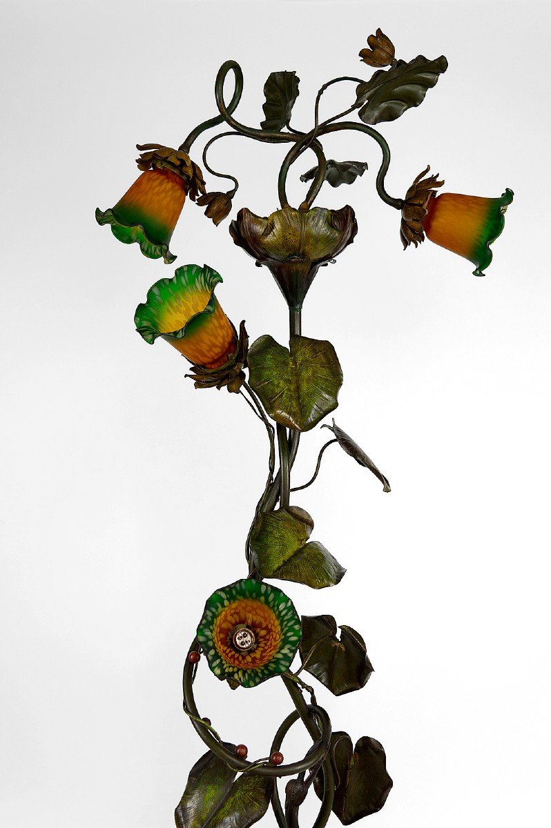 Japanese Heron Floor Lamp, Art Nouveau, France, Circa 1900-photo-4