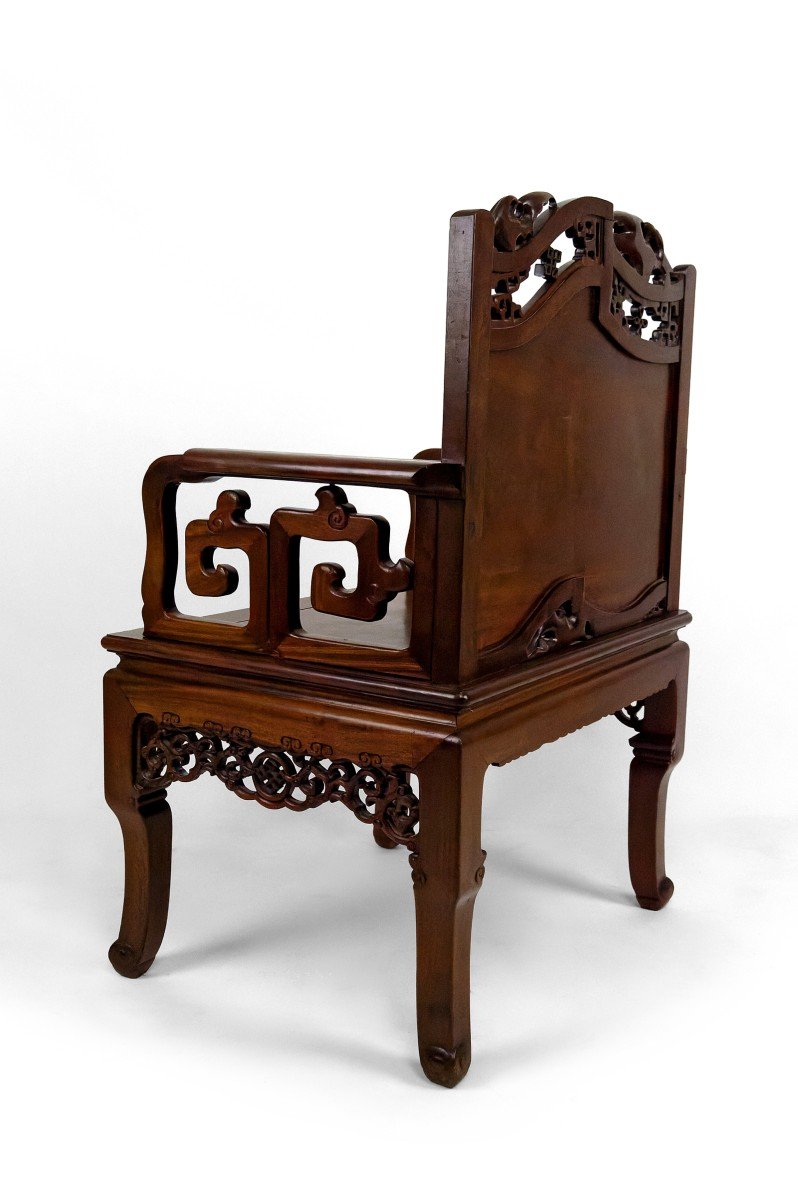 4 Important Asian Armchairs With Bats And Cranes, Indochina Or South China, Circa-photo-4