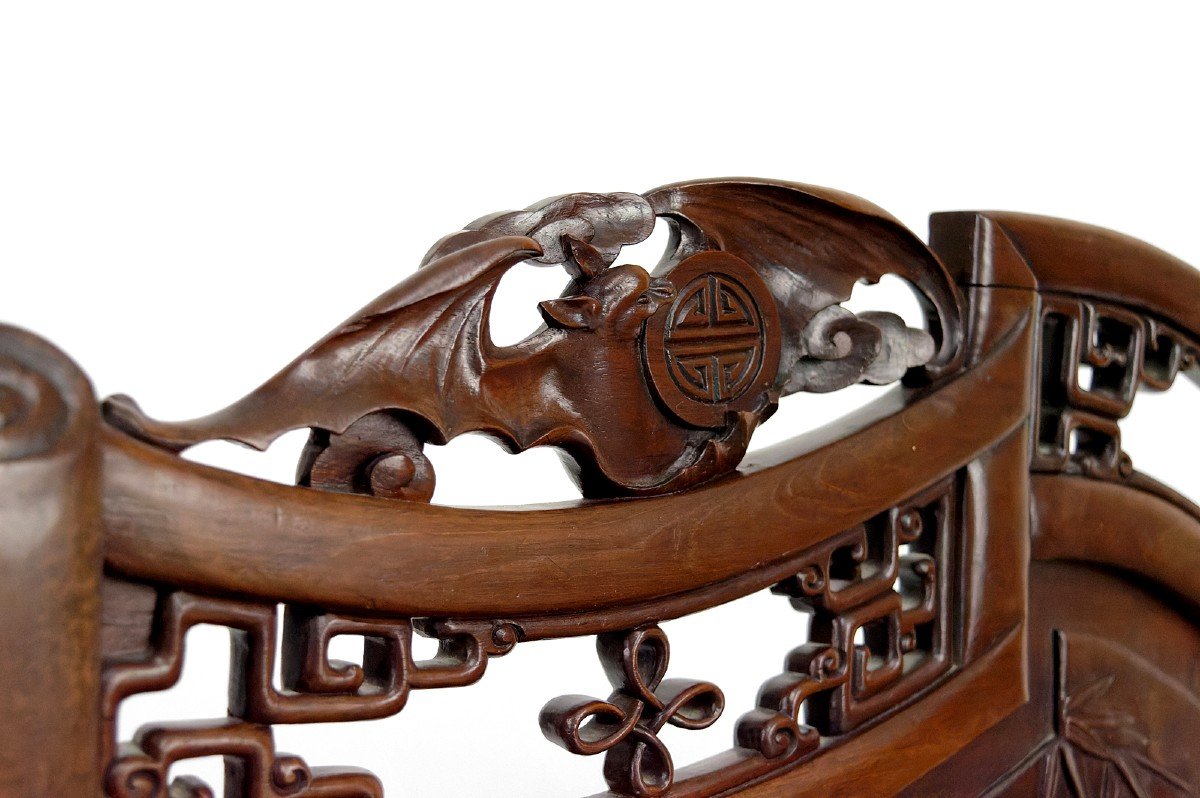 4 Important Asian Armchairs With Bats And Cranes, Indochina Or South China, Circa-photo-6